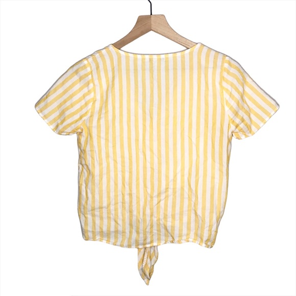 Madewell Short Sleeve Striped Agency Tie-Front Button Top PXXS XXSP XXS Petite - Picture 2 of 8